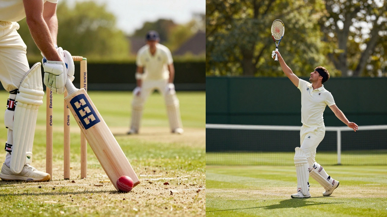 Cricket and tennis scenes representing UK sports in late May