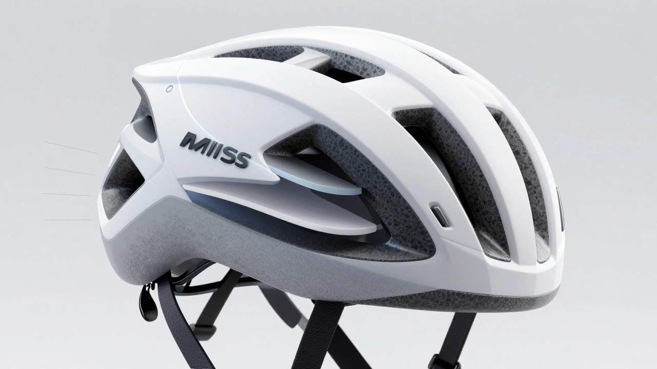 Exploded view of cycling helmet showing MIPS safety layers