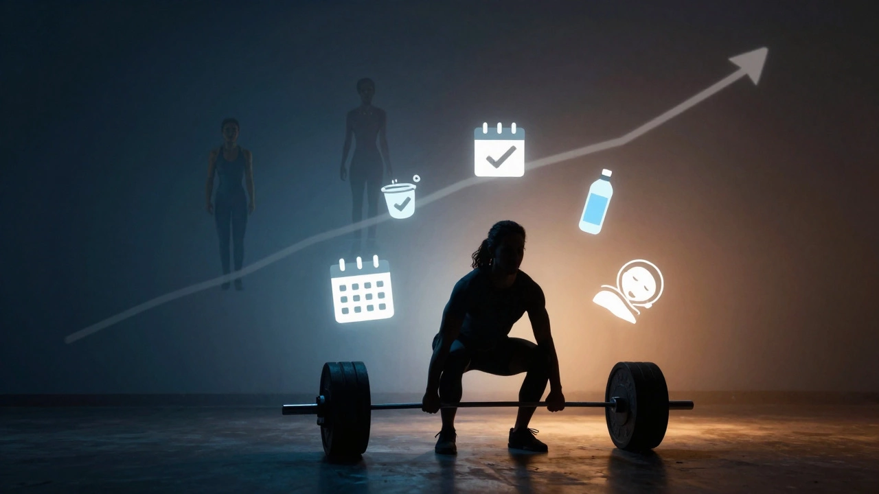 Illustration of a lifter with icons for consistency and recovery