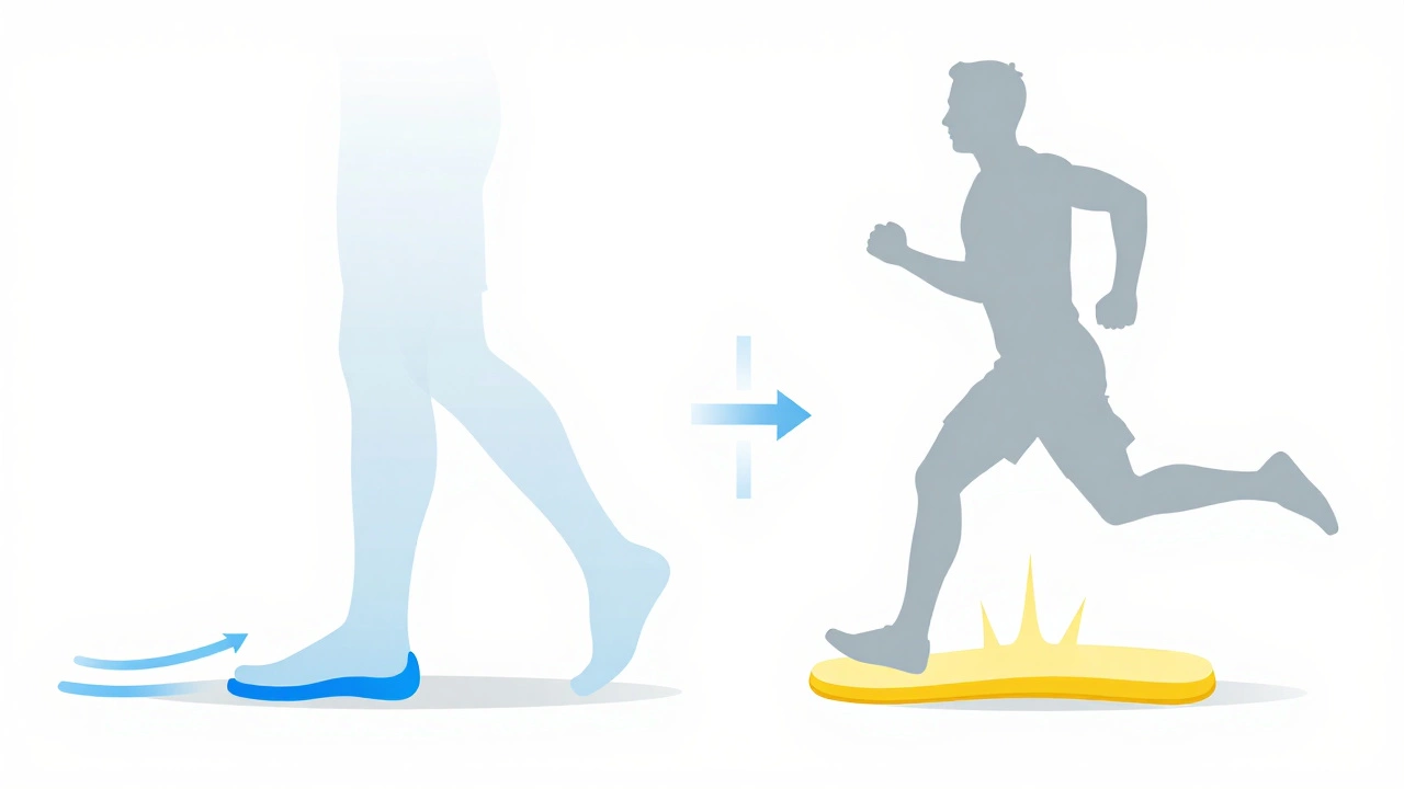 Diagram comparing walking stability vs running cushioning