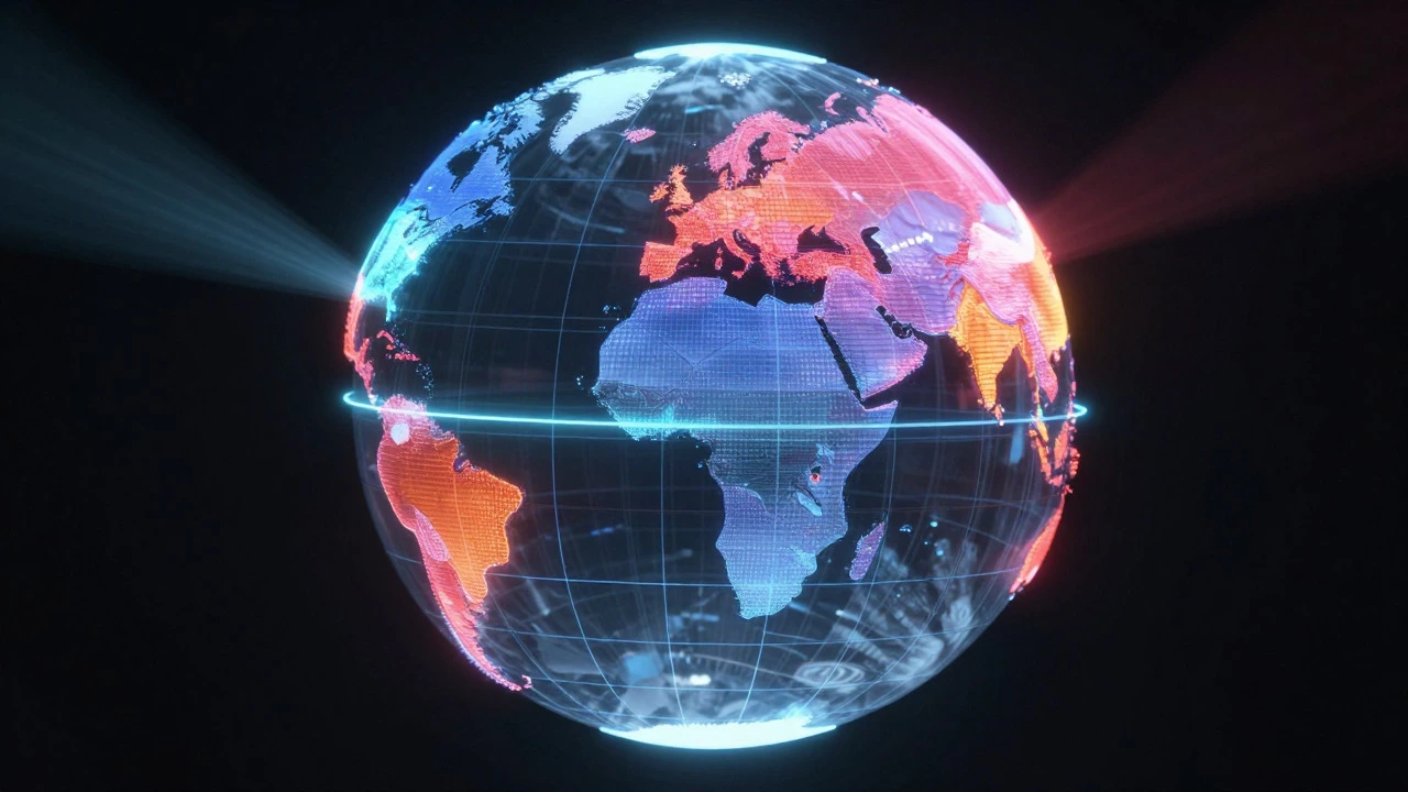 Holographic globe illustrating geo-blocking of sports streams