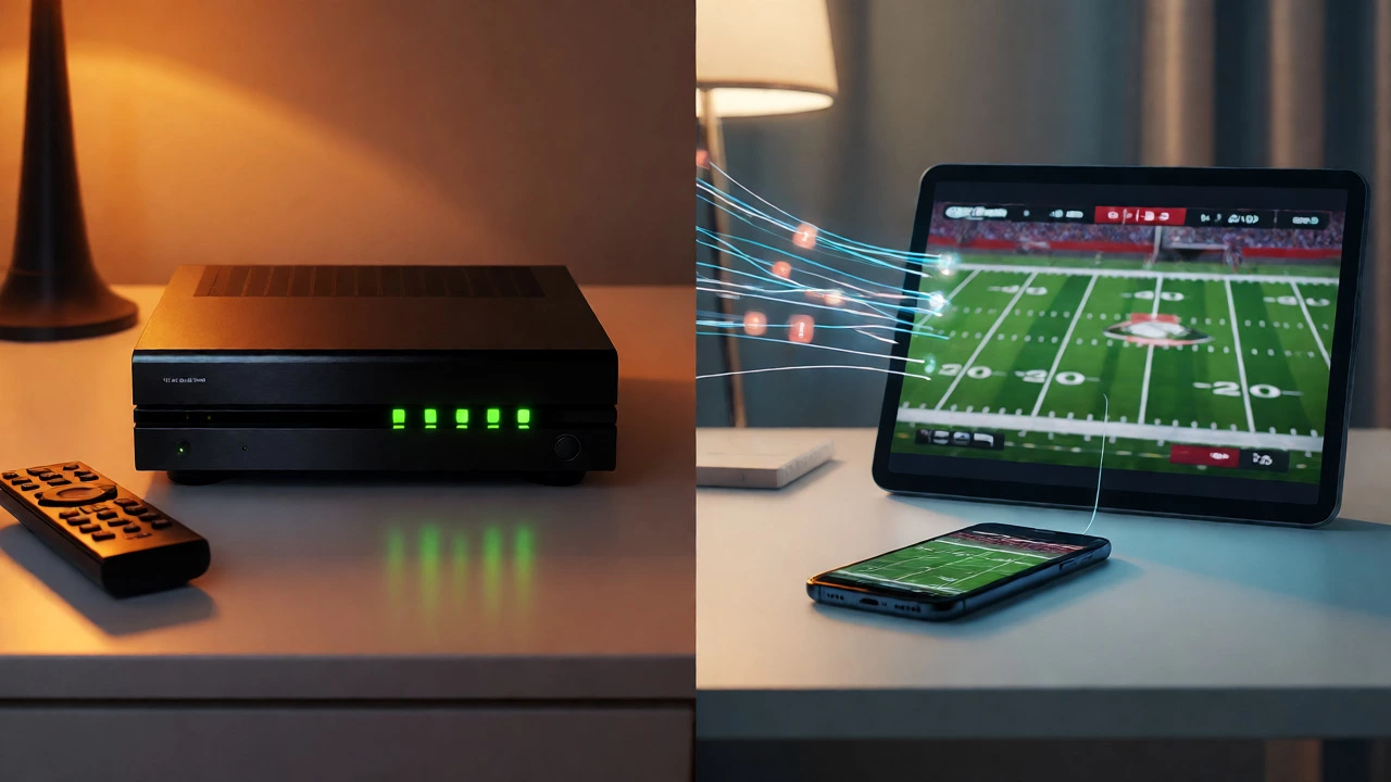 Comparison of stable cable connection versus flexible but potentially buffering streaming services.