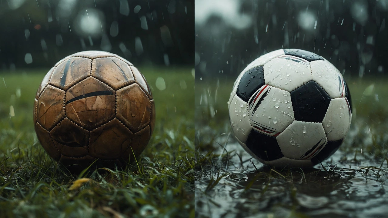 Comparison of wet natural leather vs synthetic soccer balls