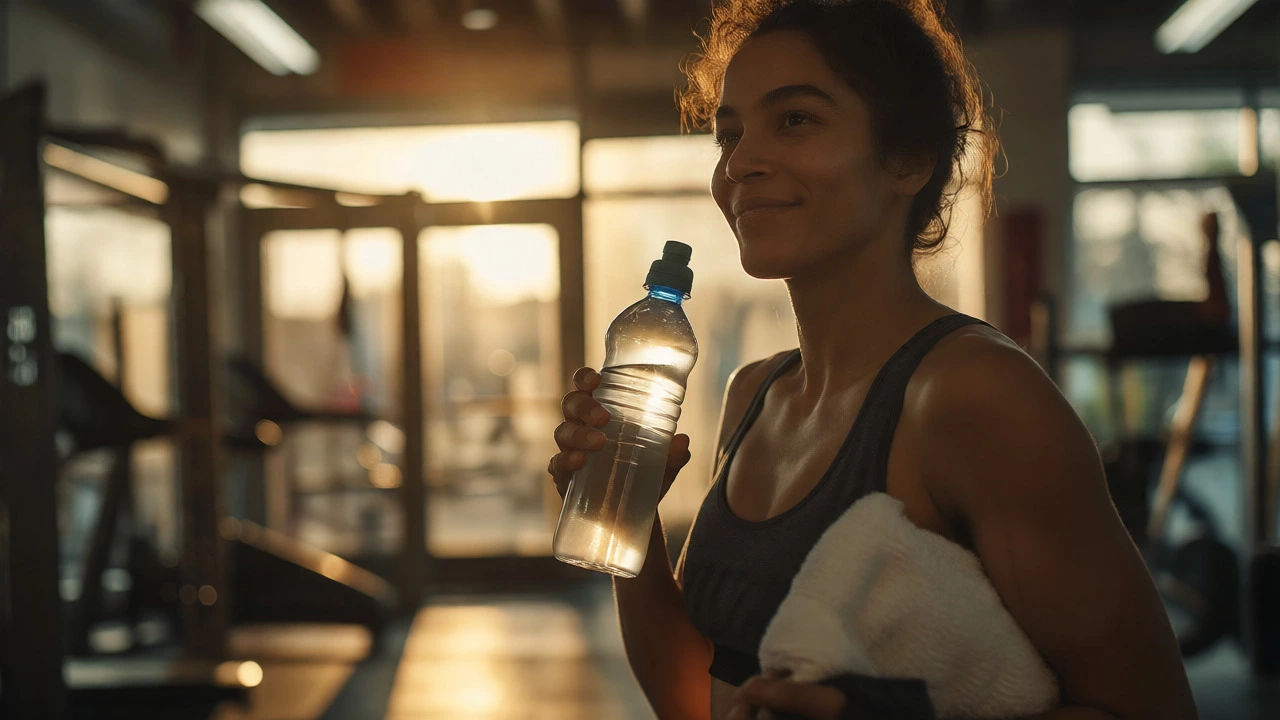 Satisfied gym-goer leaving the facility feeling energized